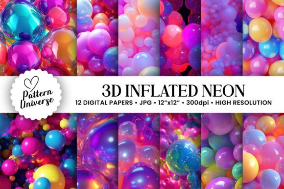 3D Inflated Neon Digital Papers: Elevating Your Creative Projects with Modern Aesthetics