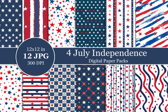 4th July Star and Stripes Digital Paper for Creators