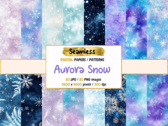 Aurora Snow Seamless Digital Paper: Elevating Winter and Celestial Design