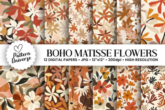 Boho Matisse Flowers Digital Papers: A Comprehensive Guide for Crafters and Designers