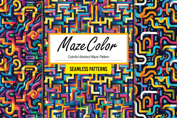 Colorful Abstract Maze Seamless Pattern