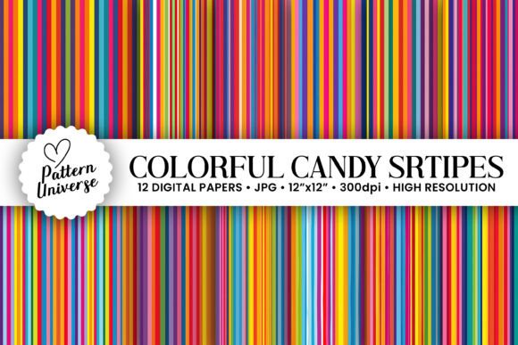 Colorful Candy Stripes Digital Papers