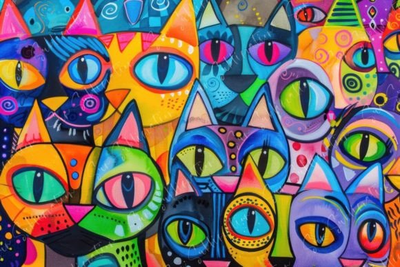 Colorful Cat Art for Creative Projects