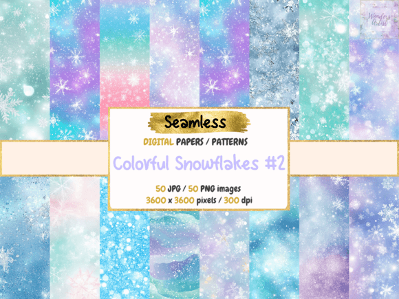 Colorful Snowflakes 2 Digital Papers