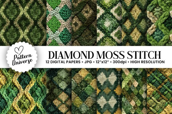 Diamond Moss Stitch Digital Papers
