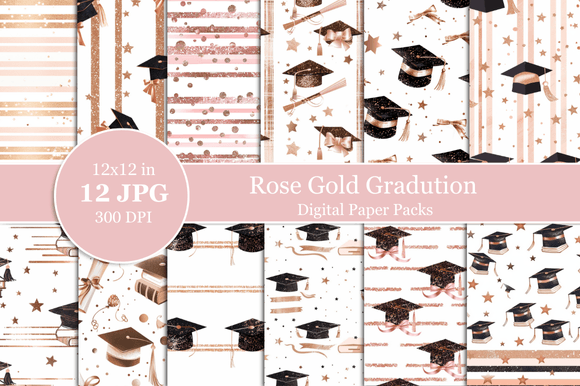 Elevate Your Celebrations with Rose Gold Graduation Digital Paper
