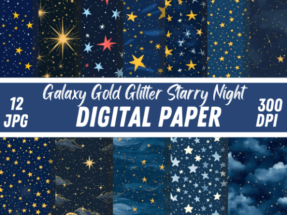 Elevating Digital Design: The Strategic Value of the Galaxy Gold Glitter Starry Night Pattern in 2024