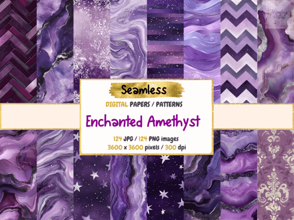 Enchanted Amethyst Digital Papers for Creative Projects