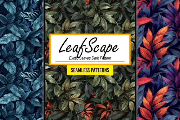 Exotic Leaves Dark Seamless Pattern Art