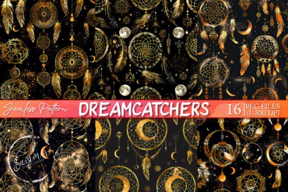 Gold Dreamcatcher Pattern Background
