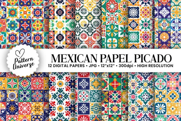 Mexican Papel Picado Digital Papers