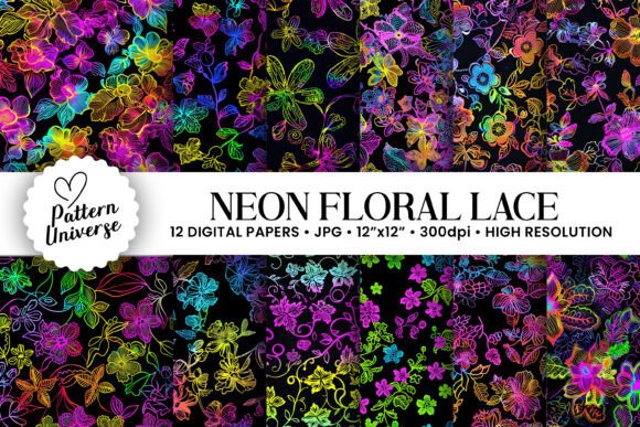 Neon Floral Lace Digital Papers: A Strategic Asset for Modern Creative Projects