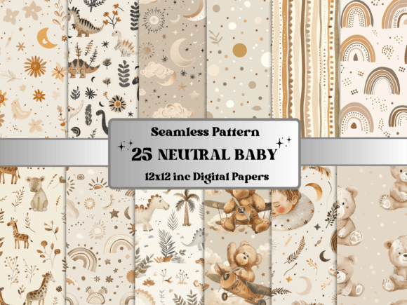 Seamless Neutral Newborn Pattern Paper for Creative Projects