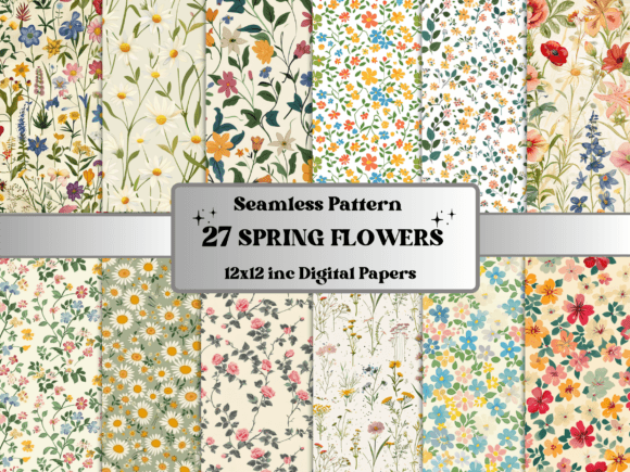 Seamless Spring Flowers Pattern Paper for Creatives