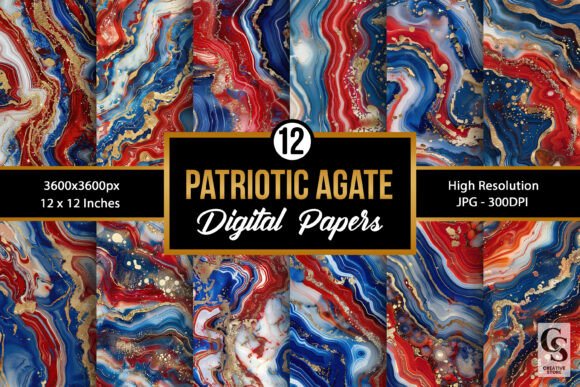 Unlocking Creative Potential with Patriotic Red Blue Agate Digital Papers