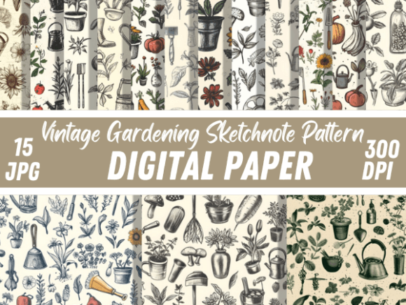 Vintage Gardening Sketchnote Pattern: Bringing Hand-Drawn Charm to Modern Projects