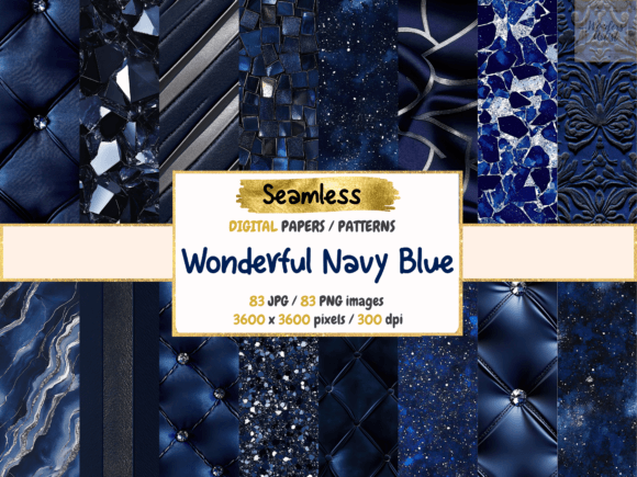 Wonderful Navy Blue Digital Paper